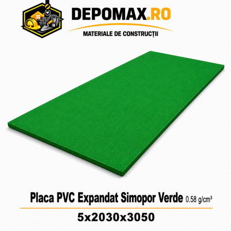 Placa rigida PVC Simopor Verde 0.58 g/cm3, 5x2030x3050 mm